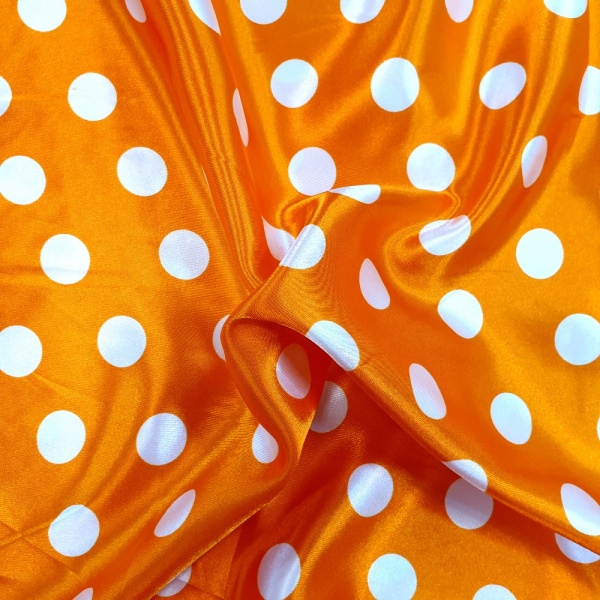 White Polkadots on Orange Satin